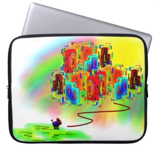 Housse Pour Ordinateur Portable âne et ville en couleurs
