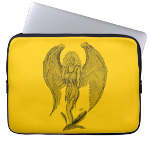 Housse Pour Ordinateur Portable Angel - design noir et jaune