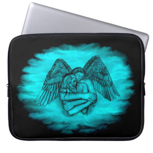 Housse Pour Ordinateur Portable Angel Eros en amour, design noir et vert