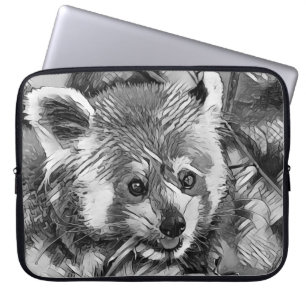 Housse Pour Ordinateur Portable AnimalArtBW_RedPanda_003