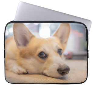 Housse Pour Ordinateur Portable Animaux de bébés cutest   Chiot de Corgi au sol