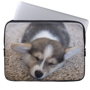 Housse Pour Ordinateur Portable Animaux de bébés cutest Corgi Chiot sur Shag Rug
