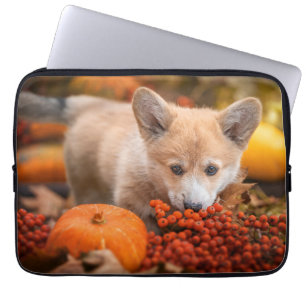 Housse Pour Ordinateur Portable Animaux de bébés cutest Corgi Puppy en automne