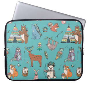 Housse Pour Ordinateur Portable Animaux tribaux : motif forestier.
