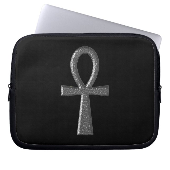 Housse Pour Ordinateur Portable Ankh en argent (Devant)