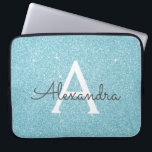 Housse Pour Ordinateur Portable Aqua Parties scintillant bleue Turquoise et Monogr<br><div class="desc">Parties scintillant Aqua Blue Faux Turquoise et Coque Monogramme Élégant. Ce coque peut être customisé pour inclure votre nom initial et prénom.</div>