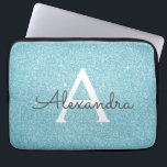 Housse Pour Ordinateur Portable Aqua Parties scintillant bleue Turquoise et Monogr<br><div class="desc">Parties scintillant Aqua Blue Faux Turquoise et Coque Monogramme Élégant. Ce coque peut être customisé pour inclure votre nom initial et prénom.</div>