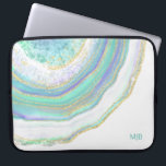 Housse Pour Ordinateur Portable Aqua Purple Agate Marbre Motif et Monogramme<br><div class="desc">Une belle pochette d'ordinateur portable élégante avec un motif en marbre agate en pierre dans un aqua pastel féminin, violet, bleu et or. Un modèle de texte est inclus pour personnaliser avec votre monogramme ou tout autre texte souhaité. Vous pouvez également supprimer l'exemple de monogramme si vous souhaitez commander l'article...</div>