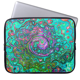 Housse Pour Ordinateur Portable Aquamarine Groovy Abstract Retro Liquid Swirl