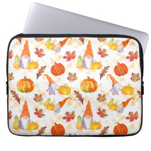Housse Pour Ordinateur Portable Aquarelle Automne Gnomes, Citrouille Et Feuille