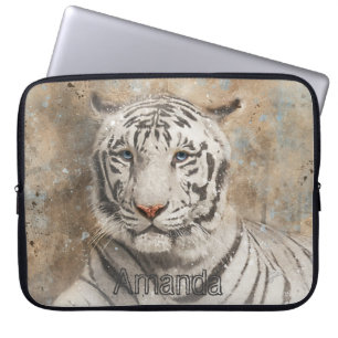 Housse Pour Ordinateur Portable Aquarelle blanche de tigre du Bengale