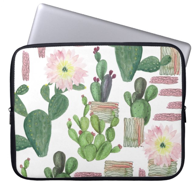 Housse Pour Ordinateur Portable Aquarelle Cactus Motif de peinture transparente (Devant)
