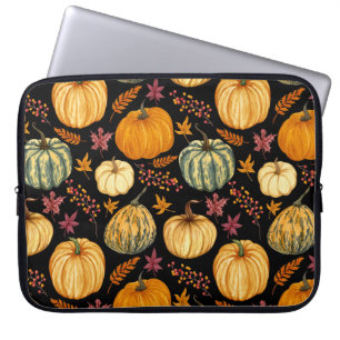 Housse Pour Ordinateur Portable Aquarelle Citrouilles : Automne Motif sans couture