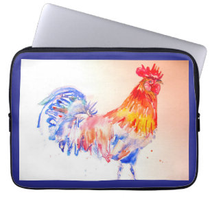 Housse Pour Ordinateur Portable Aquarelle de coq poulet Bird Papa