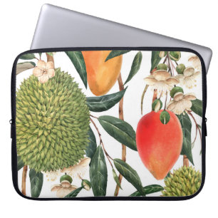 Housse Pour Ordinateur Portable Aquarelle de durian tropical, motif de mangue.