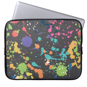 Housse Pour Ordinateur Portable Aquarelle de Grunge : Motif de points colorés.
