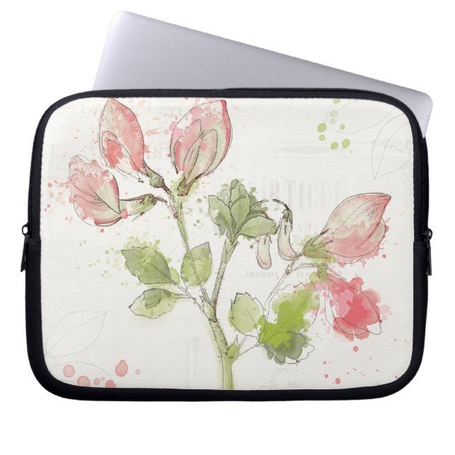 Housse Pour Ordinateur Portable Aquarelle de pois doux (Devant)
