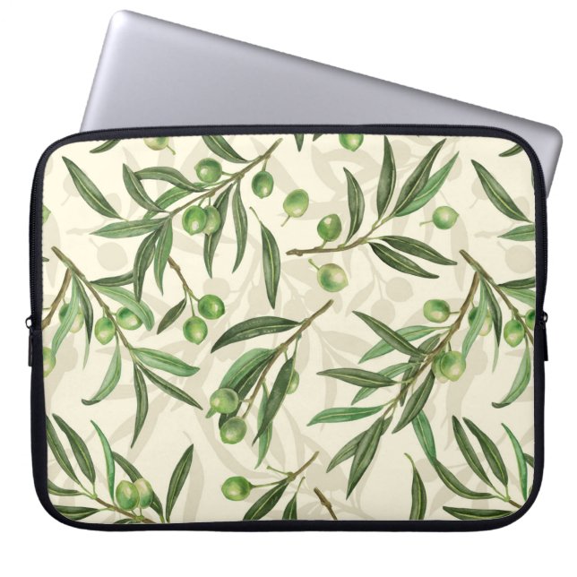Housse Pour Ordinateur Portable Aquarelle des branches d'olive (Devant)