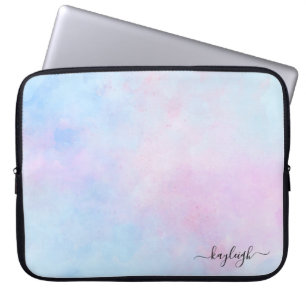 Housse Pour Ordinateur Portable Aquarelle Dreamy Rose bleu turquoise