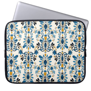 Housse Pour Ordinateur Portable Aquarelle en motif transparent avec ikat. Tie tein