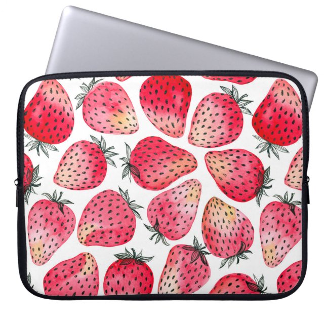 Housse Pour Ordinateur Portable Aquarelle et encre de fraises (Devant)