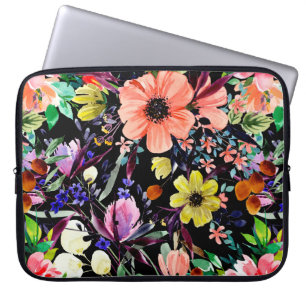 Housse Pour Ordinateur Portable Aquarelle florale motif sans couture. Différents b