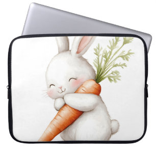 Housse Pour Ordinateur Portable Aquarelle Fluffy Bunny Carrot Love