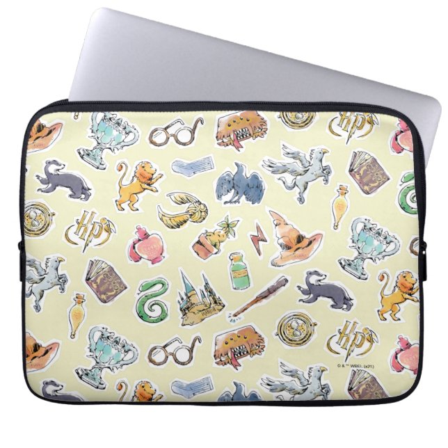 Housse Pour Ordinateur Portable Aquarelle Harry Potter Icons (Devant)
