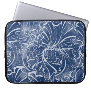 Housse Pour Ordinateur Portable Aquarelle Irises : Indigo Vintage Nouveau