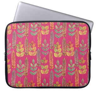 Housse Pour Ordinateur Portable aquarelle motif floral transparent texte arrière -