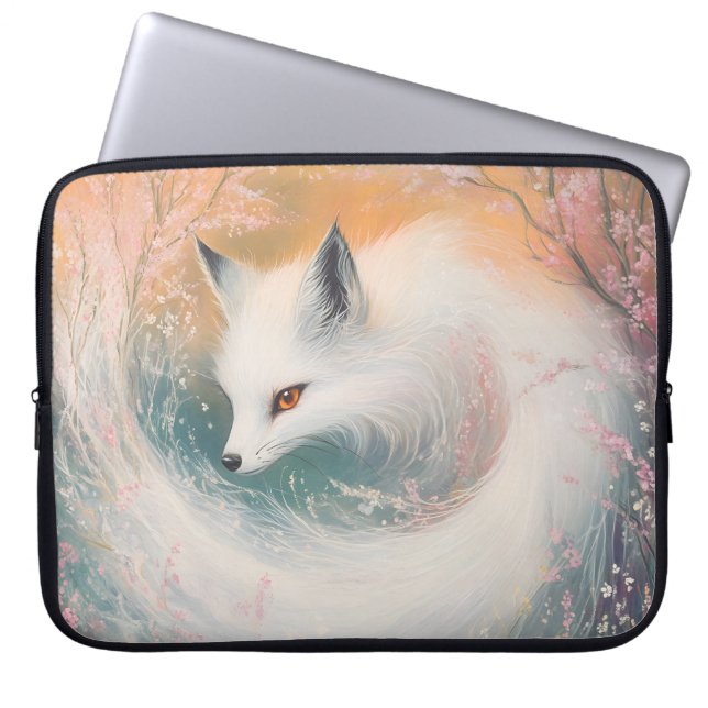 Housse Pour Ordinateur Portable Aquarelle Mystic Bloom Spring Fox (Devant)