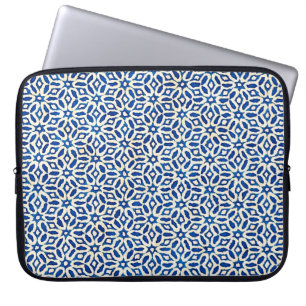 Housse Pour Ordinateur Portable Aquarelle natif batik artistique bleu et blanc pa