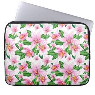 Housse Pour Ordinateur Portable Aquarelle Orchidées Design 12