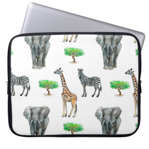 Housse Pour Ordinateur Portable Aquarelle Peint Animaux Motif sans couture
