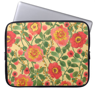 Housse Pour Ordinateur Portable Aquarelle peinture rétro floral continu motif