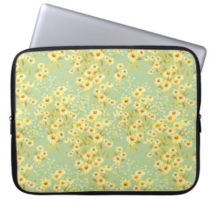 Housse Pour Ordinateur Portable Aquarelle photo de fleurs marguerites sur un vert