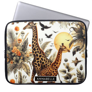 Housse Pour Ordinateur Portable Aquarelle vintage de Giraffe
