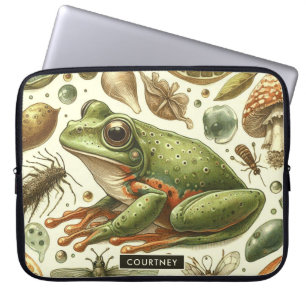 Housse Pour Ordinateur Portable Aquarelle vintage de grenouille