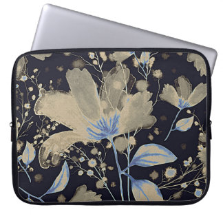 Housse Pour Ordinateur Portable Aquarelle Vintage florale : Arrière - plan noir