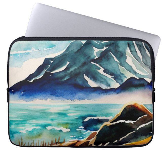 Housse Pour Ordinateur Portable Aquarelle vue mer (Devant)