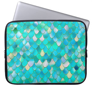 Housse Pour Ordinateur Portable Aquarelle Wonky Parties scintillant Turquoise Méta