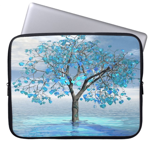 Housse Pour Ordinateur Portable Arbre bleu cristal (Devant)