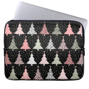 Housse Pour Ordinateur Portable Arbre de Noël rose et vert avec Arrière - plan noi