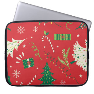 Housse Pour Ordinateur Portable Arbre de Noël vintage : design ornemental.