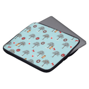 Housse Pour Ordinateur Portable Arbres en hiver et décorations de Noël