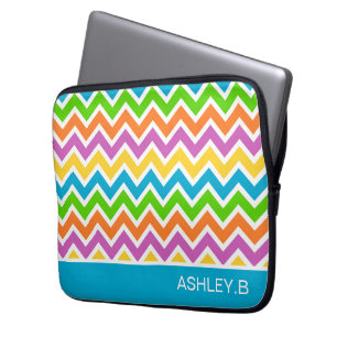 Housse Pour Ordinateur Portable Arc-en-ciel coloré clair Chevron personnalisé