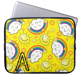 Housse Pour Ordinateur Portable Arc-en-ciel, Soleil, Nuages, Jaune