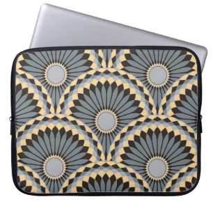 Housse Pour Ordinateur Portable Argent d'ivoire : Carrelage floral circulaire.