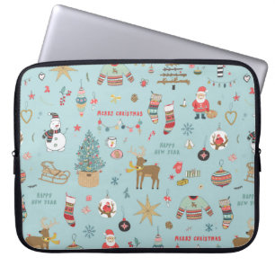 Housse Pour Ordinateur Portable Arrière - plan de Noël, papier d'emballage transpa