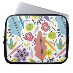 Housse Pour Ordinateur Portable Arrière - plan de ressort de fleurs multicolores